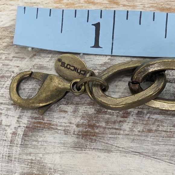 Vintage Chico's Aquamarine/Facetted Acrylic Brass Tone Belt 44" - Picture 12 of 12